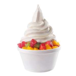 Helado de vainilla con frutas